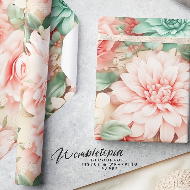 Elegante Pastel Peach Floral Wasserfarbe Geschenkpapier (Von Creator hochgeladen)