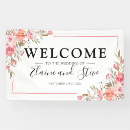 Elegante Pastel Pink Blumenzehen Banner