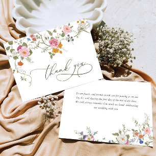 Elegante Pastel Pink Bohemisch Field Wildblume Dankeskarte