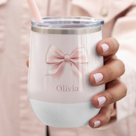 Elegante Pastel Pink Bow & Name Personalisiert