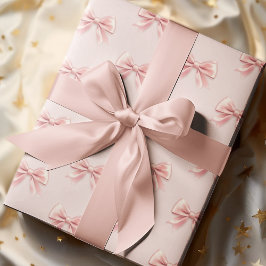 Elegante Pastel Pink Bow & Name Personalisiert Geschenkpapier