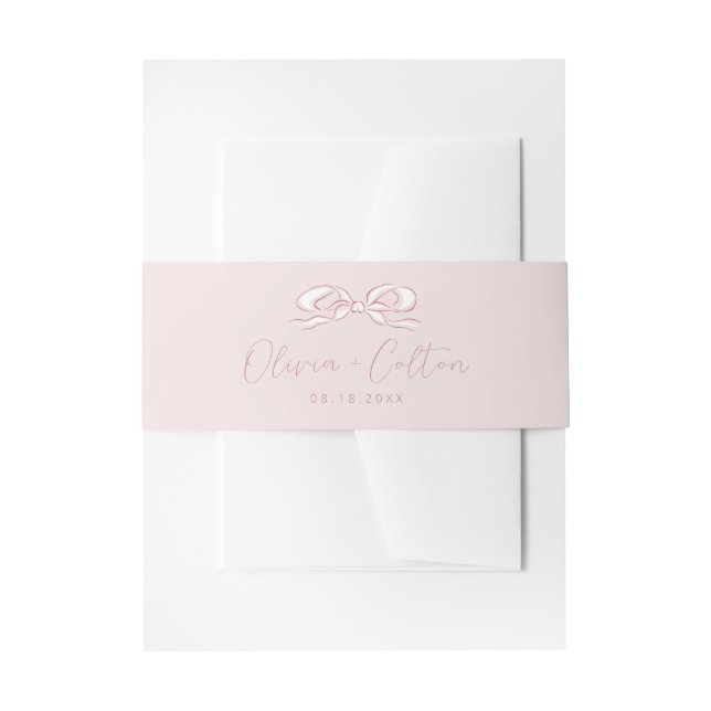 Elegante Pastel Pink Hand Drawn Bow Wedding Einladungsbanderole (Vorderseite Beispiel)