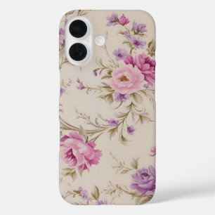 Elegante Pastel Pink & Lila Garden Blooms iPhone 16 Hülle