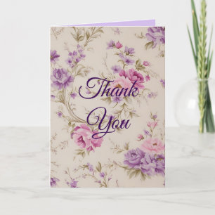Elegante Pastel Pink & Lila Garden Blooms Dankeskarte