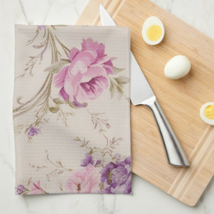 Elegante Pastel Pink & Lila Garden Blooms Geschirrtuch