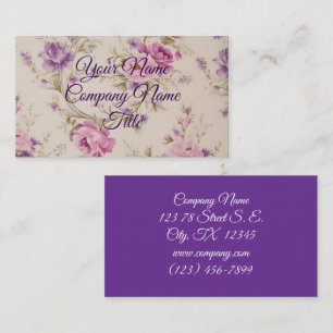Elegante Pastel Pink & Lila Garden Blooms Visitenkarte