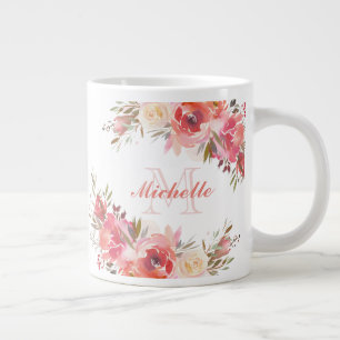 Elegante Pastel Pink Peach Rose Blumenname Jumbo-Tasse