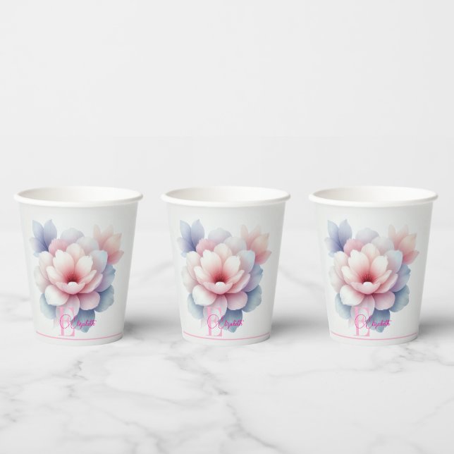 Elegante Pastel Pink Personalisiert Paper Cup Pappbecher (Multi)