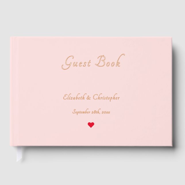 Elegante Pastel Pink Rose Gold Hochzeiten Jahresta Gästebuch (Vorderseite)