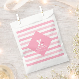 Elegante Pastel Pink Streifen Bevorzugung Taschen Geschenktütchen