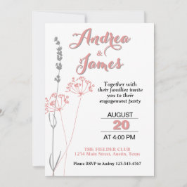 Elegante Pastel Pink und Gr Floral Engagement Part Einladung