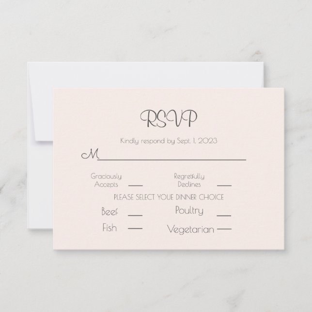 Elegante Pastel Pink Wedding Simple RSVP Karte (Vorderseite)