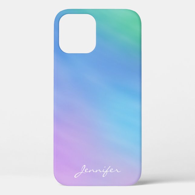 Elegante Pastel Rainbow Sky Name Case-Mate iPhone Hülle (Rückseite)