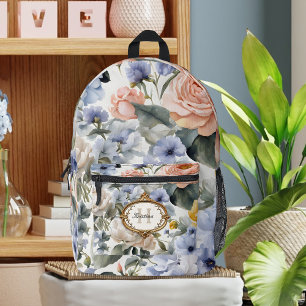 Elegante Pastel-Rose und Peonings mit Verziertem R Bedruckter Rucksack