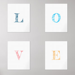 Elegante Pastel Shades Briefe die Word-Liebe Bilderwand Sets