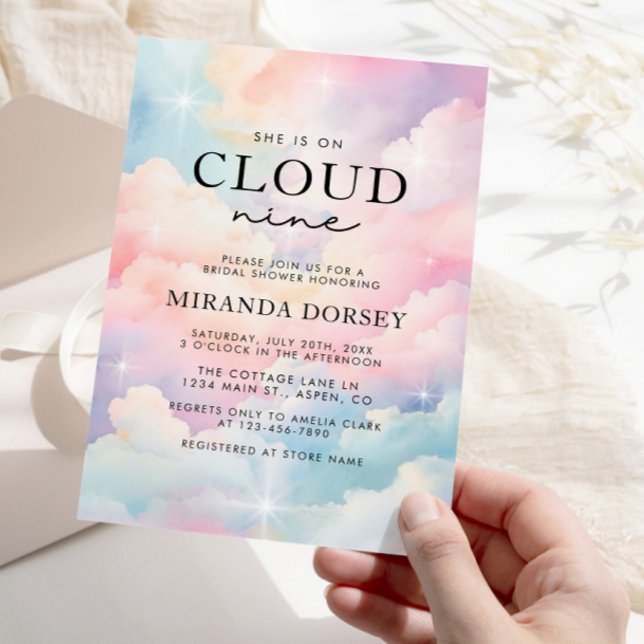 Elegante Pastel, sie ist auf Cloud Nine Brautparty Einladung (Von Creator hochgeladen)