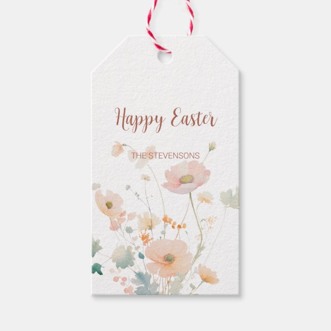 Elegante Pastel Spring Floral Happy Oaster Geschenkanhänger (Vorderseite)