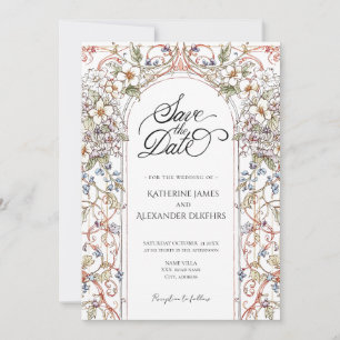 Elegante Pastel Vintage Hochzeit Save the Date Einladung