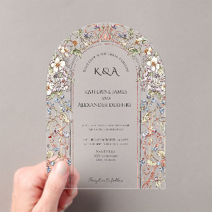Elegante Pastel Vintager Blumenstrauß Acryleinladungen