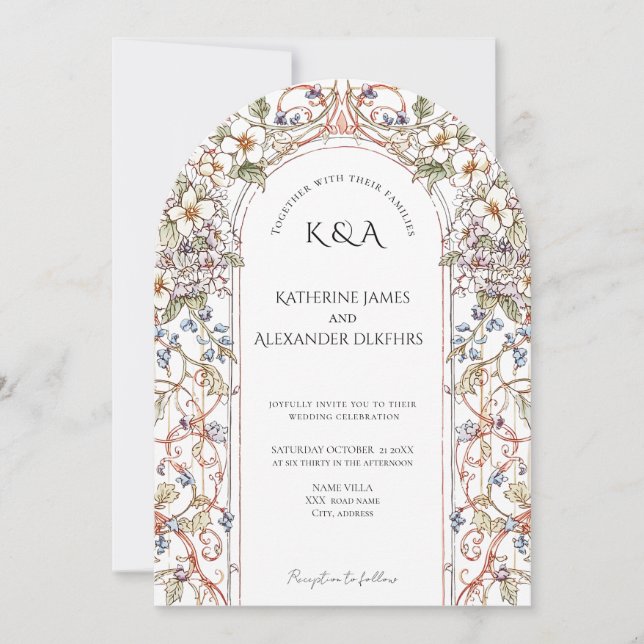 Elegante Pastel Vintager Blumenstrauß Einladung (Vorderseite)