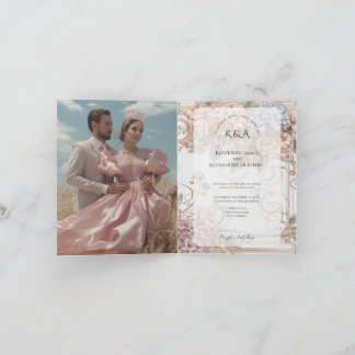Elegante Pastel Vintager Blumenstrauß Einladung