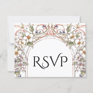 Elegante Pastel Vintager Blumenstrauß RSVP Postkarte