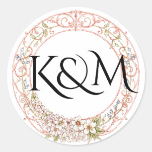 Elegante Pastel Vintager Blumenstrauß Runder Aufkleber
