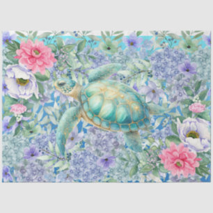 Elegante Pastel Wasserfarbe Meeresschildkröte Deko Seidenpapier