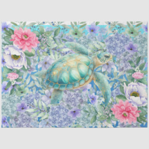 Elegante Pastel Wasserfarbe Meeresschildkröte Deko Seidenpapier