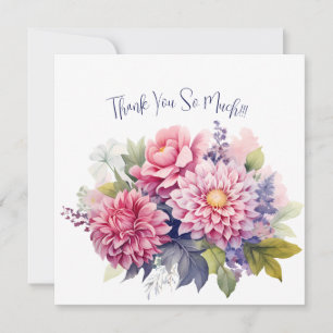 Elegante Pastel Watercolor Blume Danke Karte
