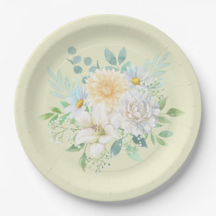 Elegante Pastel Watercolor Blume Pappteller