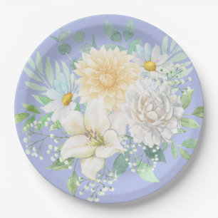 Elegante Pastel Watercolor Blume Pappteller
