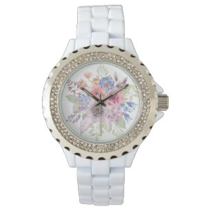 Elegante Pastel Watercolor Floral Watch Armbanduhr