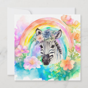 Elegante Pastel Watercolor Floral Zebra Dankeskarte