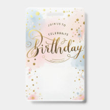 Elegante Pastel Watercolor & Gold Confetti Geburts