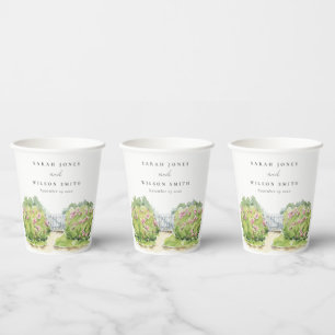 Elegante Pastel Watercolor Hütte Garden Pappbecher