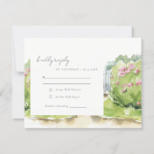 Elegante Pastel Watercolor Hütte Garden RSVP Karte