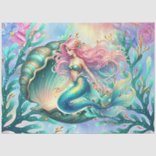 Elegante Pastel Watercolor Mermaid Decoupage Seidenpapier