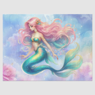 Elegante Pastel Watercolor Mermaid Decoupage Seidenpapier