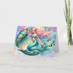 Elegante Pastel Watercolor Mermaid Karte