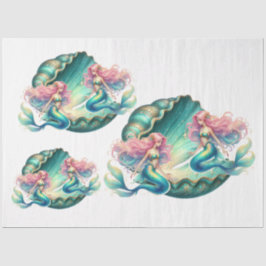 Elegante Pastel Watercolor Mermaids Decoupage Seidenpapier