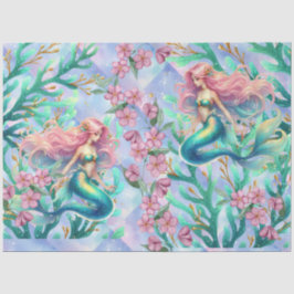 Elegante Pastel Watercolor Mermaids Decoupage Seidenpapier