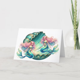 Elegante Pastel Watercolor Mermaids Note Card Feiertagskarte