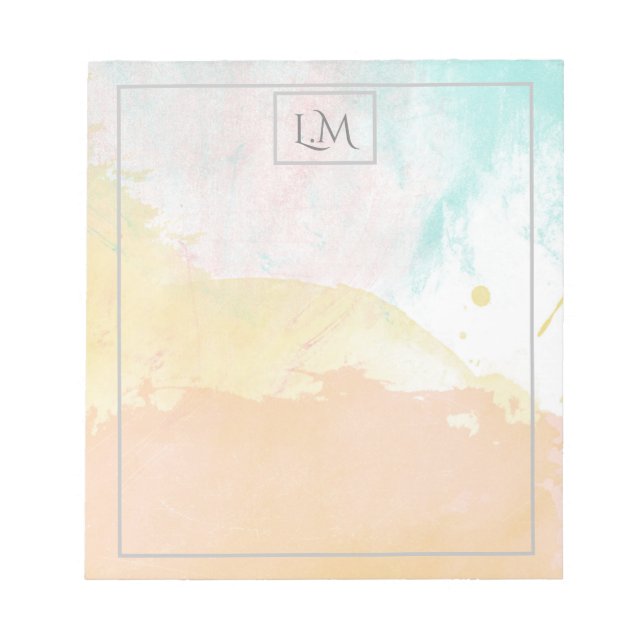 Elegante Pastel Watercolor Mit Monogramm Notizblock (Vorderseite)