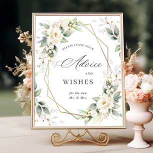 Elegante Pastel White Roses Beratung & Wünsche Poster