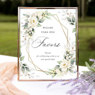 Elegante Pastel White Roses Lieblings-Hochzeit Poster