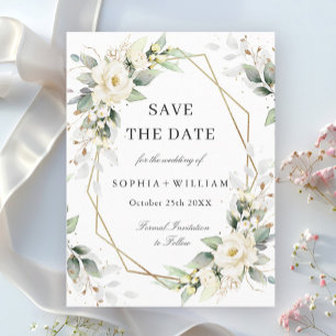 Elegante Pastel White Roses Wedding Save the Date Postkarte
