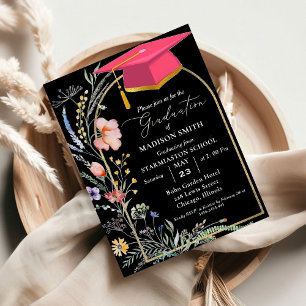 Elegante Pastel Wildblume Garden Graduation Party Einladung