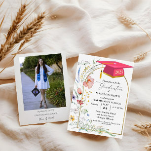 Elegante Pastel Wildblume Garden Graduation Party Einladung