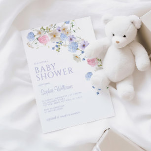 Elegante Pastel Wildblume Kinderdusche Einladung